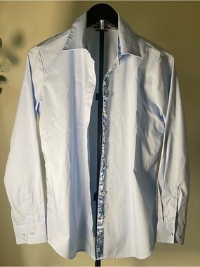 Women’s Light Blue Dress Shirt with Contrast Trim